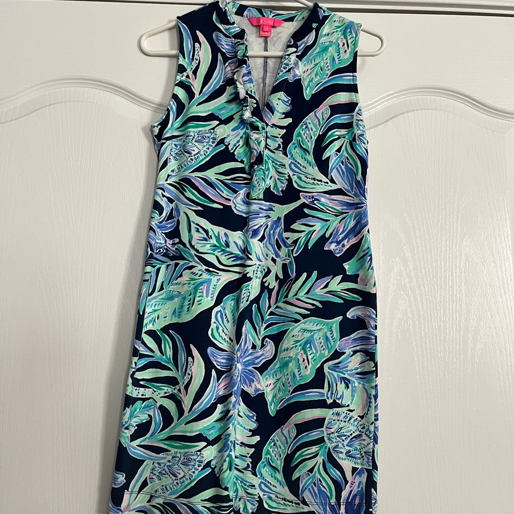 Lilly Pulitzer Navy Tropical Leaf Mini Dress